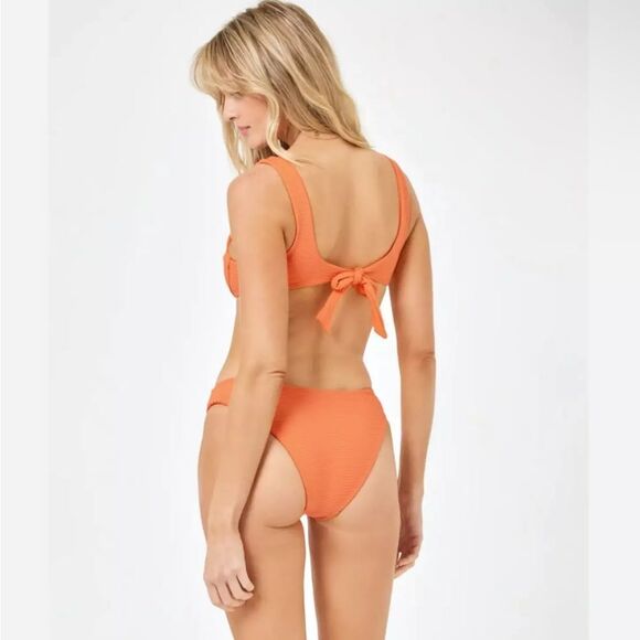 L*SPACE Eco Chic Repreve Sandy Bikini Nikita Tangerine Orange Large NWT $130 - Picture 3 of 6